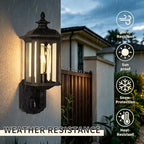 JYO 16" Motion Sensor Outdoor Wall Light Fixtures, Outdoor Wall Sconce with Seeded Glass & E26 Socket Matte Black Wall Mount Exterior Waterproof Wall Lantern for House Front Door Garage (01-BK-MA) - Image 6
