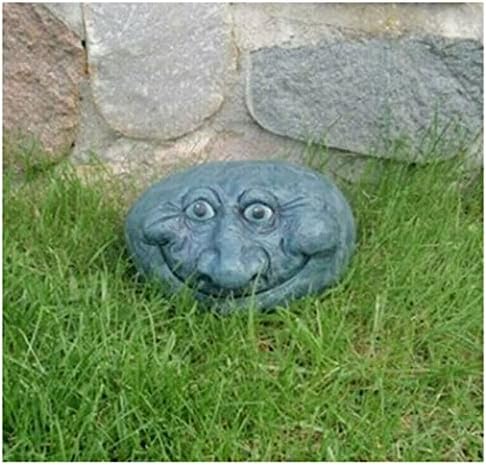 Garden Statues Outdoor Large Clearance Animal Garden Ornaments Outdoor Funny Rock Face Stone Smiley Statue Stone Creative Garden Statue Perfect Ornament for Indoor Outdoor Garden Porch Patio (Color : by Unknown