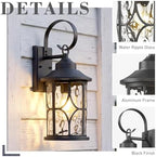 zeyu 19.5 Inch Outdoor Wall Lamp, 1-Light Large Outdoor Wall Lighting for House Porch, Die-Cast Aluminum in Black Finish, Water Ripple Glass, ZX111B-M BK-WG - Image 3