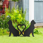 Dual Cat with Heart-Shaped Tails Metal Decorative Garden Stakes Cat Gifts for Cat Lovers Statues for Yard Art, Outside, Patio, Outdoor Decor, Garden Decorations, Lawn Ornaments - 16" Black - Image 3