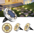 4 Pack Solar Ground Lights Outdoor, 12 LED Solar Disc Lights IP68 Waterproof Flat Solar Lights, Pathway Lights Garden Lights In-Ground Landscape Lights for Yard Lawn Patio Pathway Driveway Lighting(Or by GQMYCDM