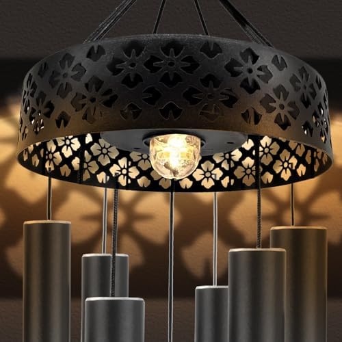 42" Solar Deep Tone Wind Chimes for Outside Clearance, Solar Large Metal Windchimes for Loss of Loved One, Memorial Heavy Duty Chimes Outdoor for Garden,Sympathy Gifts,Black - Image 6