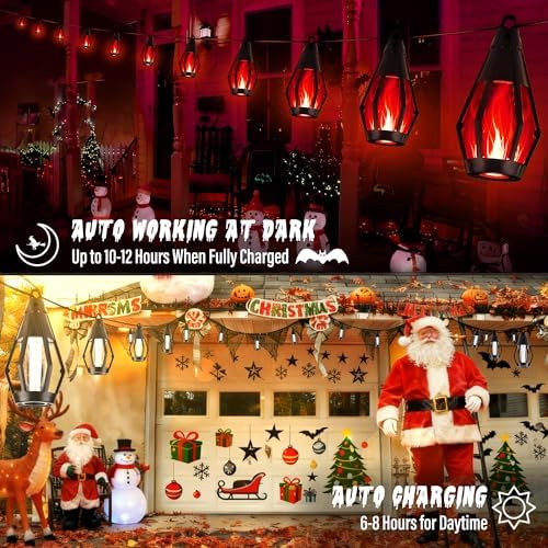 Flacchi Solar Flame String Lights - 42ft 15 LED Lights Outdoor Solar String Lights for Garden Patio Christmas Decoration (Red, 42ft) - Image 3
