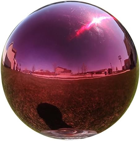 Lily's Home 10" Diameter Stainless Steel Gazing Globe Mirror Ball, Colorful and Shiny Addition to Any Garden or Home, Ideal As a Housewarming Gift, Sparking Red by LilysHome