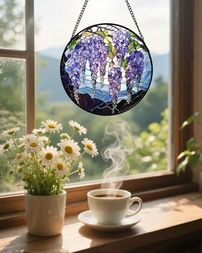 Stained Glass Window Hanging Wisteria Suncatcher Gifts for Women 12" - Image 4