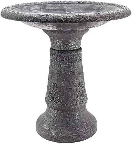 Arcadia Garden Products BB05 Fiberclay Bird Bath Outdoor Garden Decor, Antique Vintage Weather Resistant Water Bowl for Backyard and Patio and, 20-inch Tall, Black - Image 3