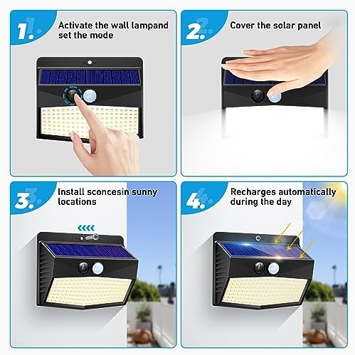 Peasur 16 Pack Solar Motion Sensor Lights Outdoor Waterproof with 3 Modes - Image 5