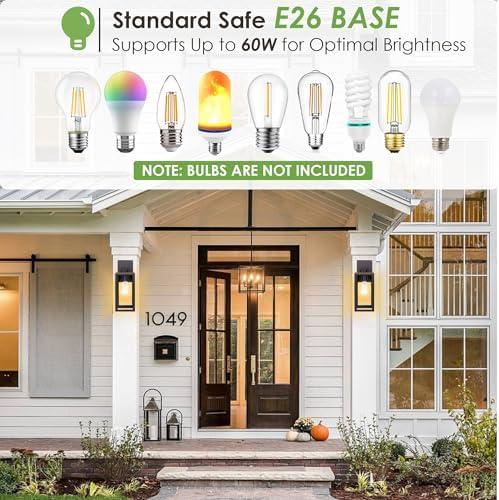 GRUENLICH Outdoor Porch Light, Rustproof Wall Sconce, Tempered Glass - Image 4