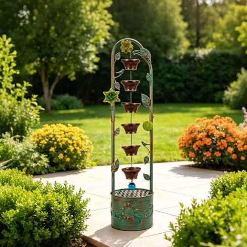 40" Vintage Metal Floor Water Fountain - Image 3