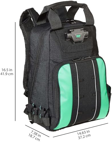 Amazon Basics Tool Backpack with LED Light, 55 Pockets, Padded Shoulder Straps, Tool Storage Bag, Black - Image 6