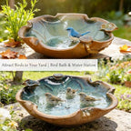 Ceramic Bird Bath and Feeder, Heavy Duty 12.5-Inch Ground Feeding Bowl, Wildlife Water Station for Squirrel Bird Rabbit Bee - Garden, Yard, Balcony Décor - Image 3