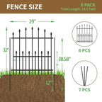 Decorative Garden Fence - 32in(H) x 14.5Ft(L) No Dig Heavy Duty Metal Rabbit Dog Fence Outdoor for Yard Rust-Proof Garden Fencing Animal Barrier Border for Patio Flower Bed (6 Panels + 7 Stakes) - Image 2