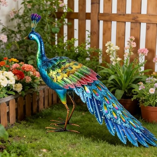 chisheen Metal Peacock Statue Garden Decor Yard Art Outdoor Gift for Women - Image 6