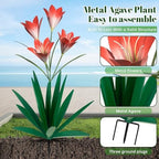 TOMBABY 32.28 Inch Metal Agave Plant Outdoor Decoration Lily Mexican Yard Art Garden Gift Home Decor Hand Painted Metal Agave Garden Yard Statue (2pc, Green) - Image 4
