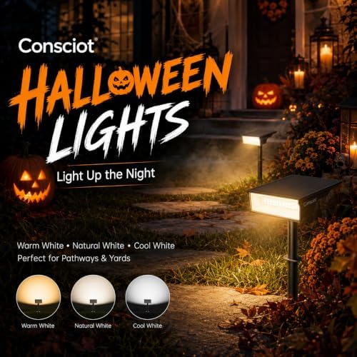 Consciot Solar Spot Lights, Halloween Lights, 3 Colors, 170° Wide Beam - Image 2