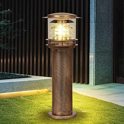 Rustic Industrial Outdoor Bollard Light | IP65 Waterproof LED Pathway Lamp with Clear Glass Anti-Rust Bronze Finish | Vintage Garden Column Light for Yard, Patio, Walkway, Driveway Lighting - Image 2