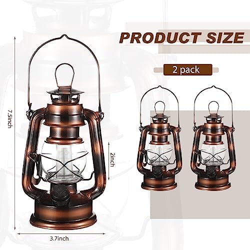 Hortsun 2 Pieces 8 Inch Vintage LED Hurricane Hanging Lantern - Image 3