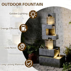 Sunlinua 48H Cascading Outdoor Water Fountain with Realistic Rock Texture - Image 4