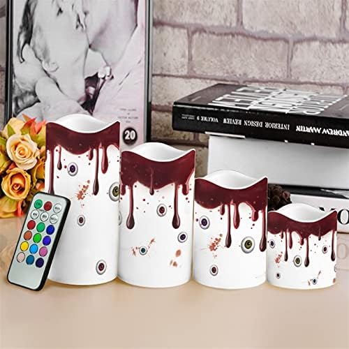 Halloween Flameless Candles with Remote Timer Real Wax Realistic Flickering Battery Operated LED Tealight Pillars with Pumpkin Castle Bat Spider Witch for Halloween Party Decorations Eye - Image 4