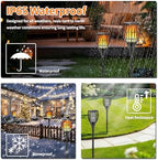 Solar Larger Torch Lights, 43" Solar Torch Lights Outdoor Flickering Flame Waterproof for Garden, Path, Yard (4 Pack) - Image 4