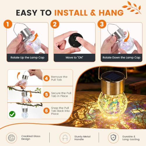 GIGALUMI Solar Hanging Lights Christmas Solar Lights Outdoor Garden Decor - Image 2