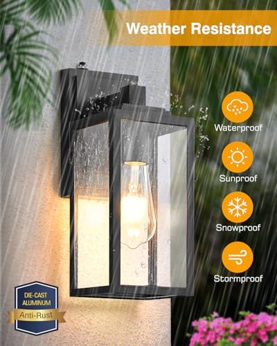 VIANIS 2 Pack Dusk to Dawn Sensor Outdoor Wall Lighting, Anti-Rust, Black - Image 4