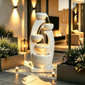 Qingyinge 33'' H Modern Outdoor Fountain Resin Outdoor Garden Fountains with Contemporary Design LED Light for Garden, Patio, Deck, Porch, Backyard and Home Art Decor by QINGYINGGE