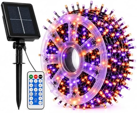 335 ft 800 LED Halloween Solar String Lights Outdoor, Orange & Purple by UMEUCDecorativeLights