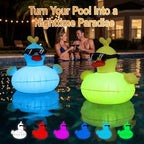 Solar Floating Pool Lights, RGBW Color Changing 12-LED 20H Runtime with Remote, Pool Party and Garden Pond Decor, Cool Sunglasses Duck 2-Pack - Image 2