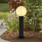 23.6" Outdoor Post Light, Modern Outside Bollard Light with Opal Glass Globe, Black Aluminum Pathway Lamp Post Light for Walkway Driveway Patio Garden, Hardwired, E26 Bulb Not Included by Lucande
