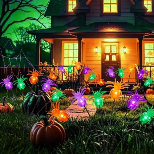 OZS 6Pack 36LED Spider Solar Halloween Decorations Outdoor - Image 3