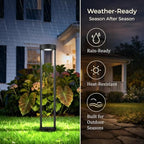 Solar Bollard Lights Outdoor, 24” Tall Stainless Steel & Iron Waterproof Solar Landscape Light for Yard Garden Walkway (2-Pack) - Image 5