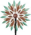 Wind Spinners Outdoor, 360° Metal Windmills for Yard Garden Art Decor, Kinetic Wind Sculptures with 5 Stake for Lawn Patio Outside Ornaments, 13.7" W x 64.3" H (Green+Brown) by KHayRovies