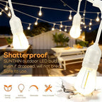 SUNTHIN 50FT White Outdoor String Lights with 16 1W LED Bulbs - Image 4
