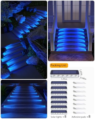 DetarZinLED Blue Solar Step Lights for Outside IP68 Waterproof Led 8 Pack - Image 6