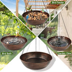 13" Metal Hanging Bird Bath with Chains and Hook - Image 5
