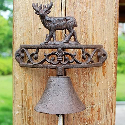 Cast Iron Elk Outdoor Wall Doorbell Rustic Retro Wrought Iron Dinner Front Door Manual Bells (Black 21 * 21 * 12cm) - Image 6