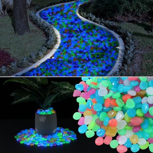 Sasylvia 3000 Pcs Glow in the Dark Rocks Outdoor, 1 Inch,Multicolor by Sasylvia