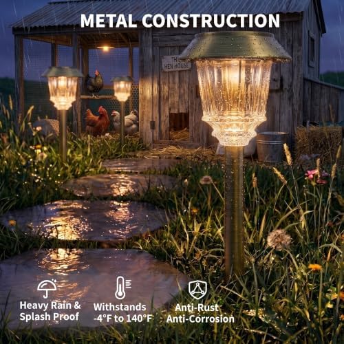 XMCOSY+ Solar Pathway Lights Outdoor, 10-40 LM Solar Garden Lights, 4 Pack - Image 4