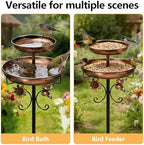 2 in1Bird Bath for Outside,45" Bird Feeder Stand for Outside,Metal Bird Bath with 5-Pronged Base for Garden Patio Yard Lawn Decor (Antique Bronze) - Image 7