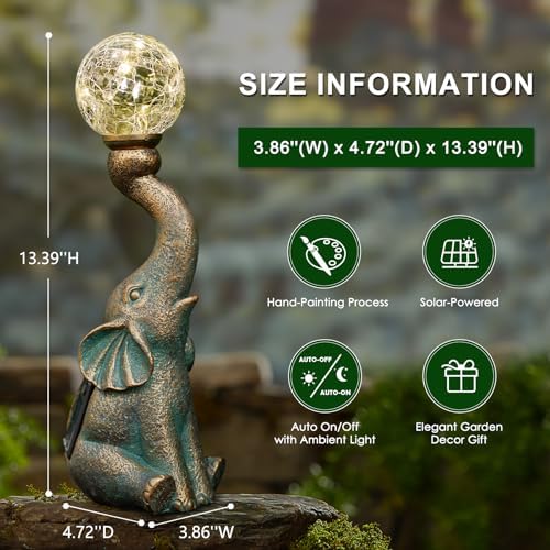 Solar Outdoor Elephant Statue Gifts Garden Decoration Light - Image 3