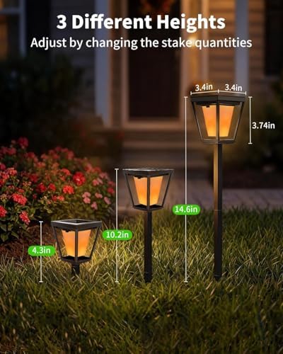 BRIMAX 6 Pack Flickering Flame Solar Pathway Light Outdoor,Dynamic & Steady - Image 5
