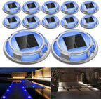 Solar Driveway Lights Dock Lights Waterproof 12 Pack, 2 Colors in 1 by LivingGreenLivingFabStyl