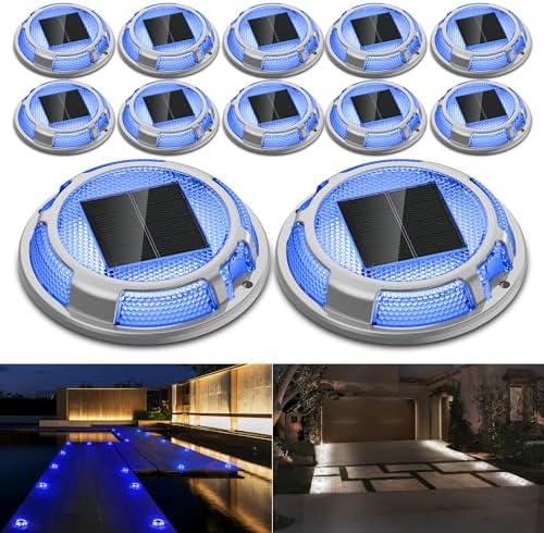Solar Driveway Lights Dock Lights Waterproof 12 Pack, 2 Colors in 1 by LivingGreenLivingFabStyl