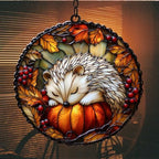 Hedgehog Pumpkin Maple Leaf Acrylic Suncatcher - Image 7