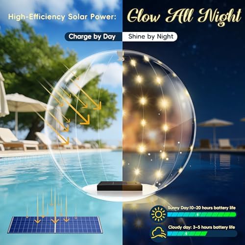 BITIWEND Solar Floating Pool Lights, 2 Pack 14" Inflatable Light Up Pool Balls - Image 3