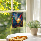 Gnome with Soap Bubbles Stained Glass Suncatcher – Square Hanging Window Panel for Home or Greenhouse – Whimsical Glass Art Gift for Garden Lovers, Christmas, Halloween, Father Days urBatW - Image 3