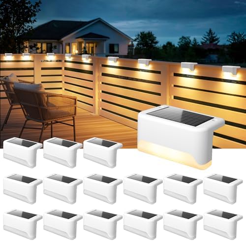 SOLPEX Solar Deck Lights Outdoor,Fence Lights Waterproof,16 Pack Warm White by Solpex