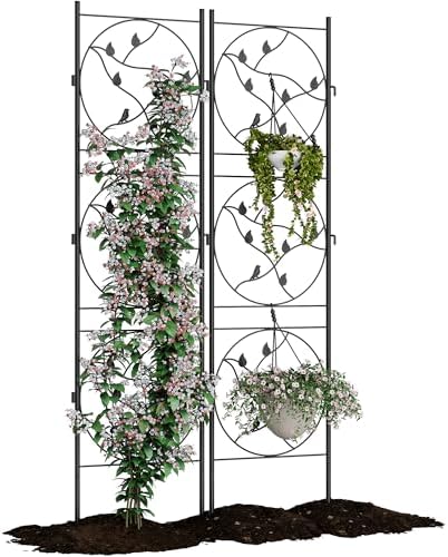 Garvee 1 Pack Panels No Dig Dog Fence Outdoor - 66.9 in Tall Rustproof Animal Barrier with Gate, Decorative Garden Fence Panels for Yard Border, Patio（66.9 x 19.48 inch） by Garvee