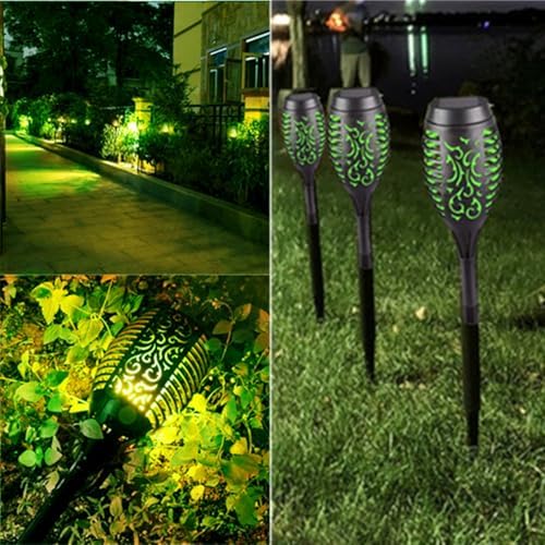 Solar Outside Torch Lights, Outdoor LED Flickering Flame for Garden Decor - 6 Pack, Waterpoorf Landscape Auto On Off Solar Powered Lights for Patio Lawn Yard Driveway Pathway by NEWOTE